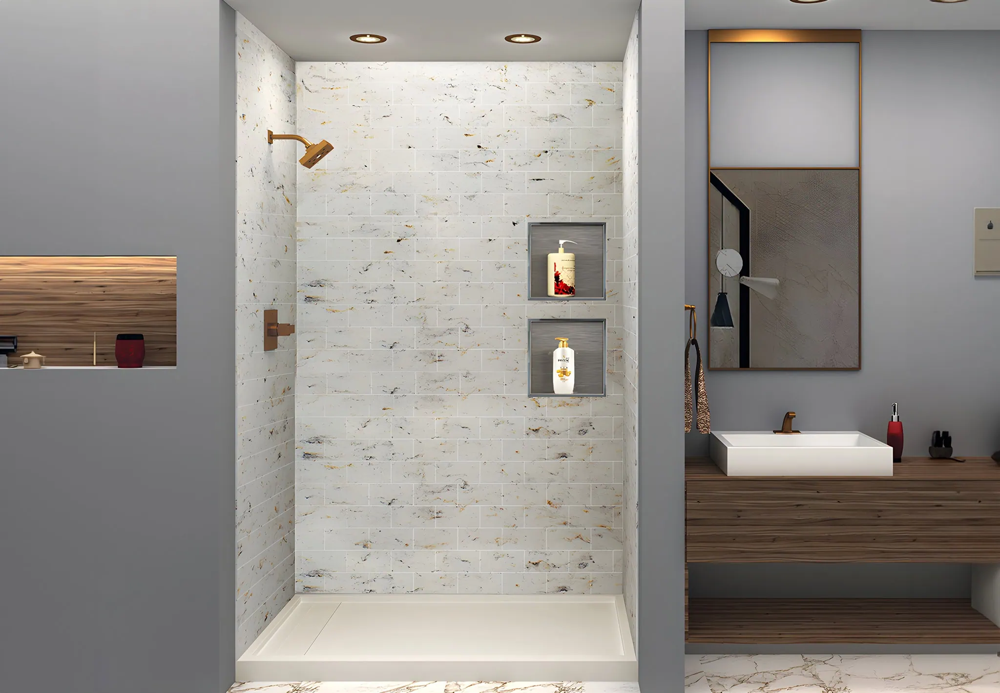 Walk-in shower bathroom remodel completed in Greenville SC