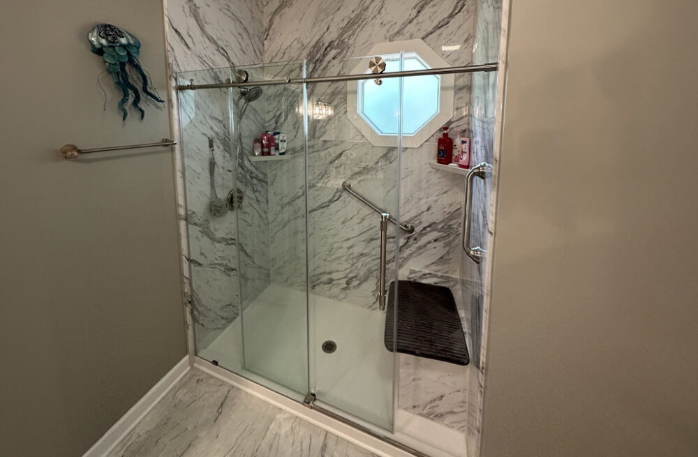Tub-to-shower conversion completed with a handicap-friendly walk-in shower in Greenville SC